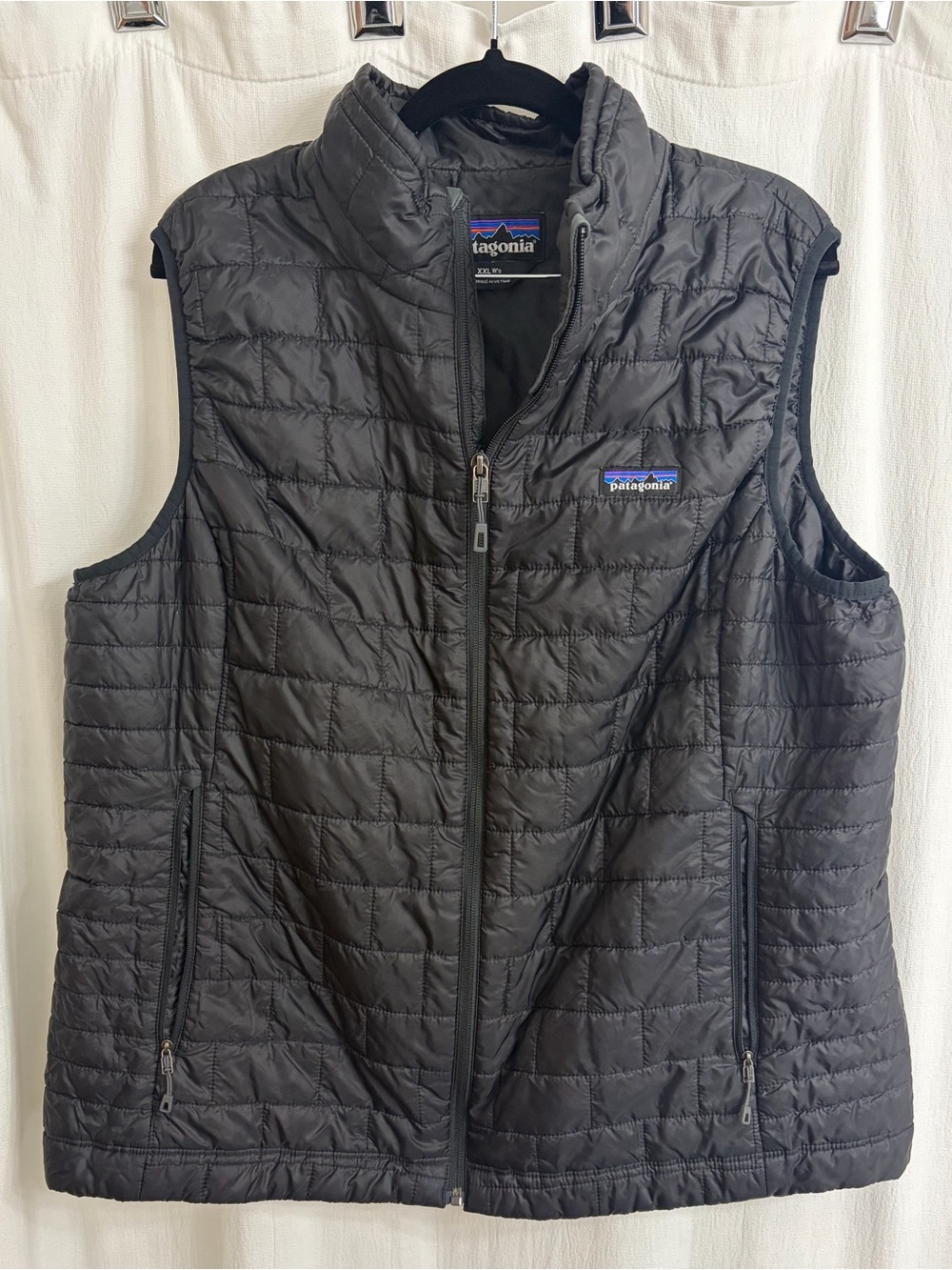 Patagonia Black Puffer Jacket with Multicolor Logo